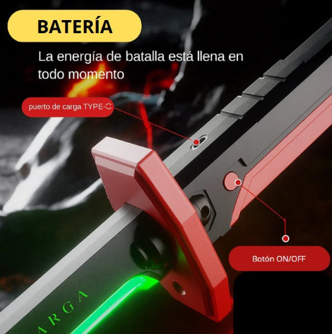 Espada brillante con chispas y humo - La Espada Futurista que Nadie Más Tiene