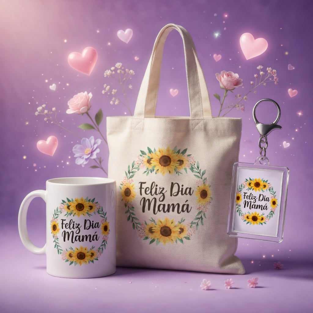 Combo Bolso + Taza + Llavero Personalizado Día de la Madre | 11 Diseños