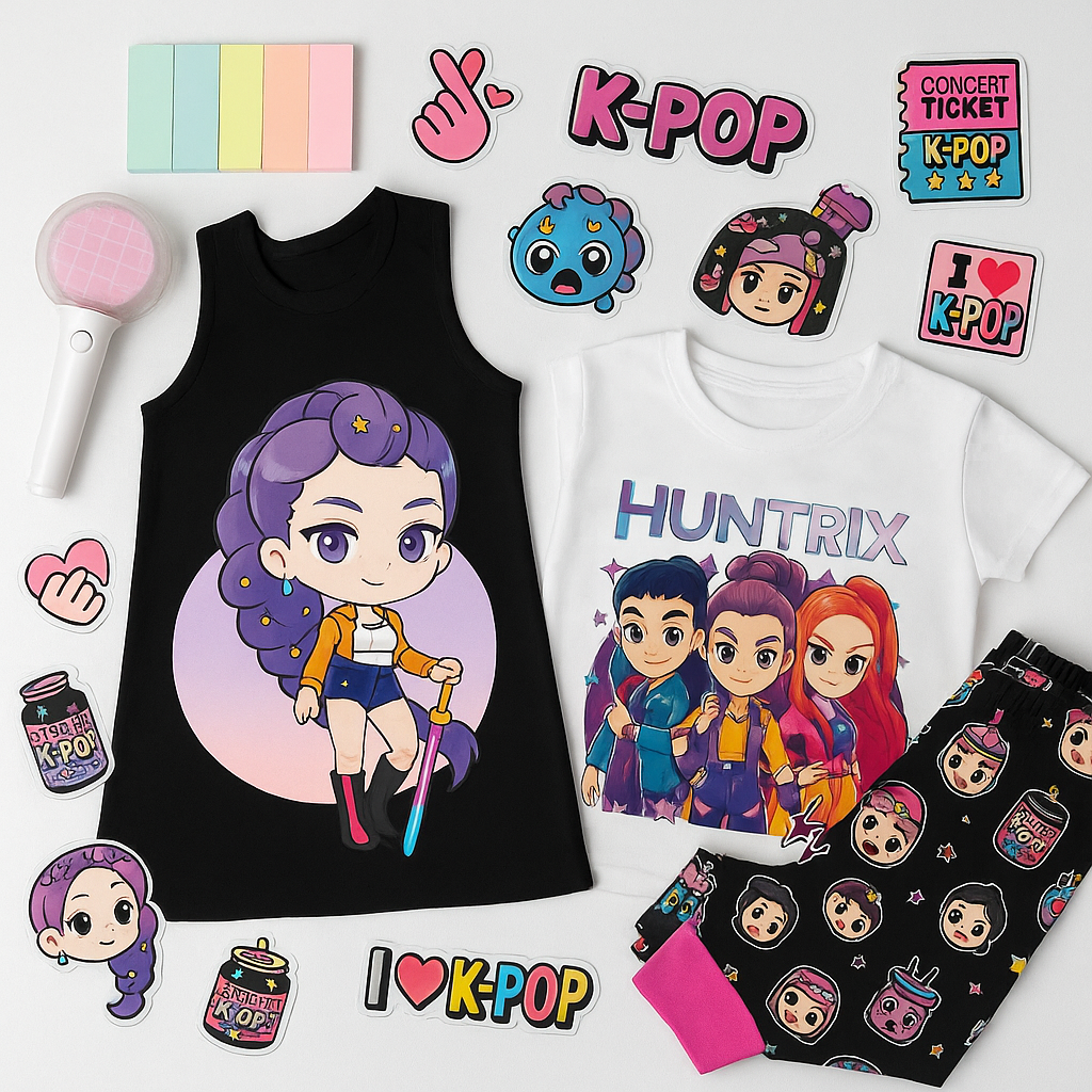 Súper Combo Guerreras Kpop: Pijama Demon Hunters + Vestido Huntrix -45%de descuento