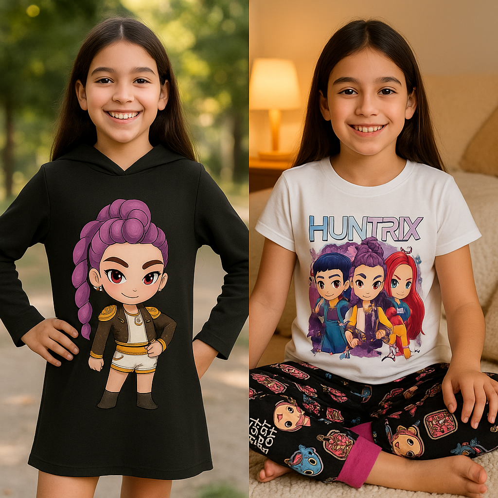 Súper Combo Guerreras Kpop: Pijama Demon Hunters + Vestido Huntrix -45%de descuento