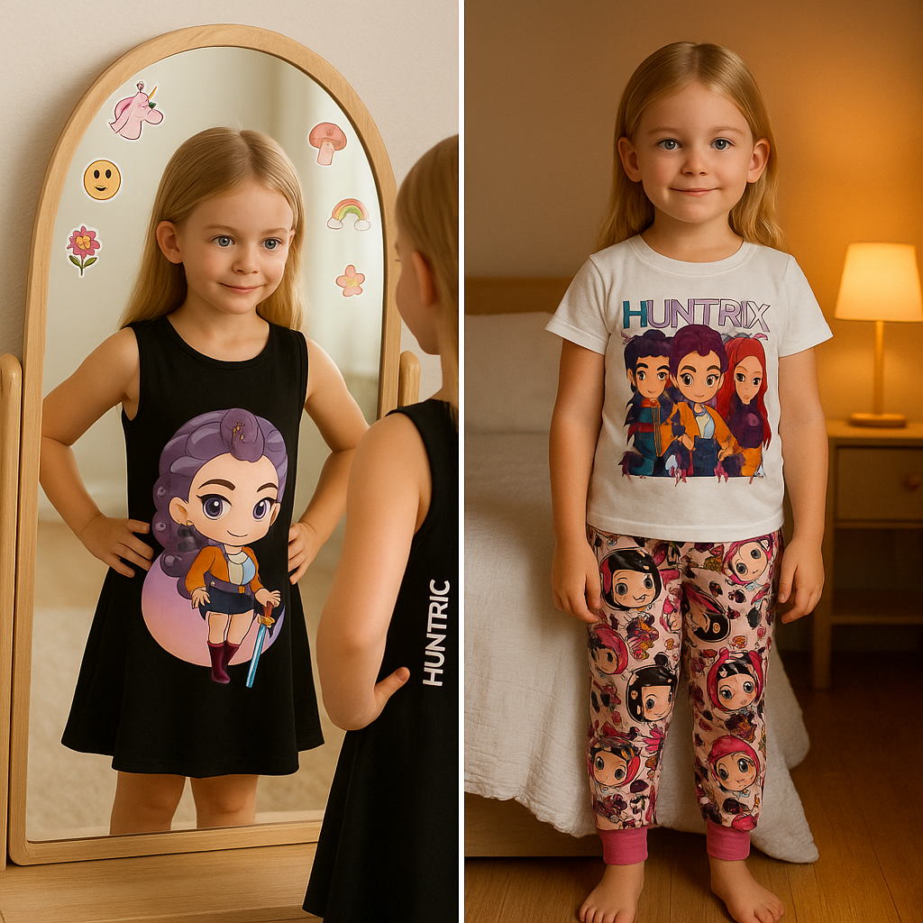 Súper Combo Guerreras Kpop: Pijama Demon Hunters + Vestido Huntrix -45%de descuento