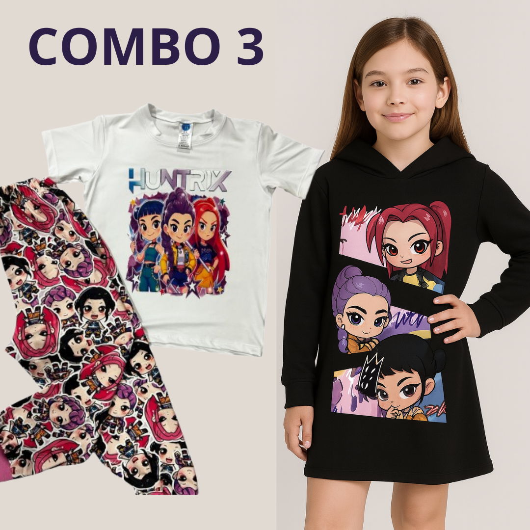Súper Combo Guerreras Kpop: Pijama Demon Hunters + Vestido Huntrix -45%de descuento