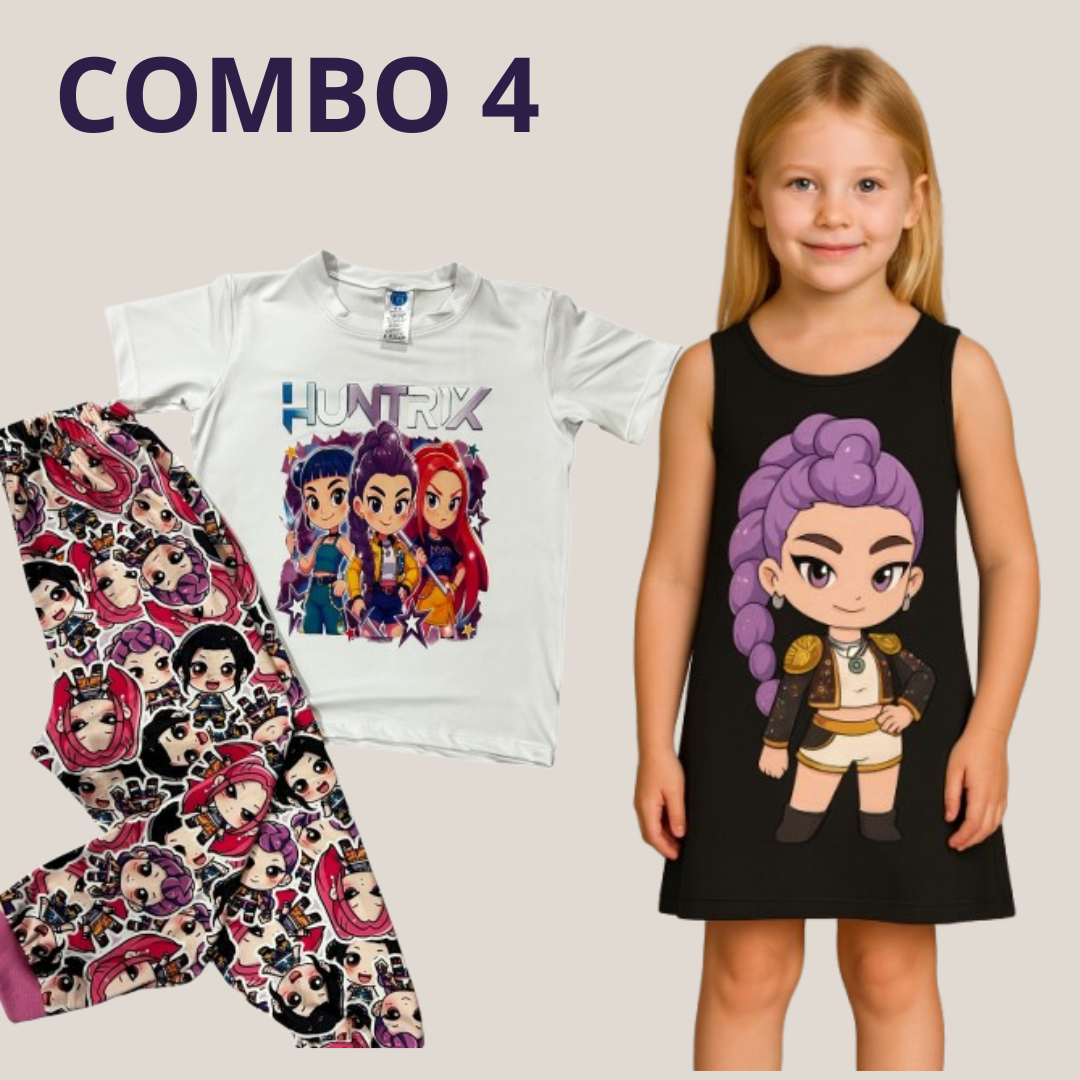 Súper Combo Guerreras Kpop: Pijama Demon Hunters + Vestido Huntrix -45%de descuento