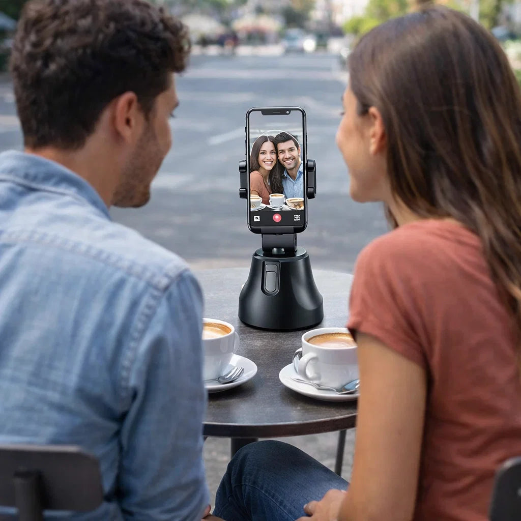 Robot Selfie Inteligente 360° con Soporte para Celular | Graba sin manos y sin trípode