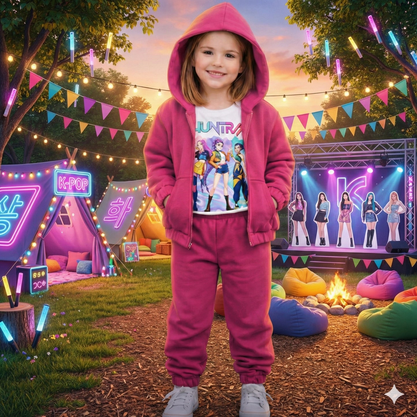 Conjunto Infantil K-POP: Sudadera, chaqueta y blusa.  Ideal para lucir casual y con estilo