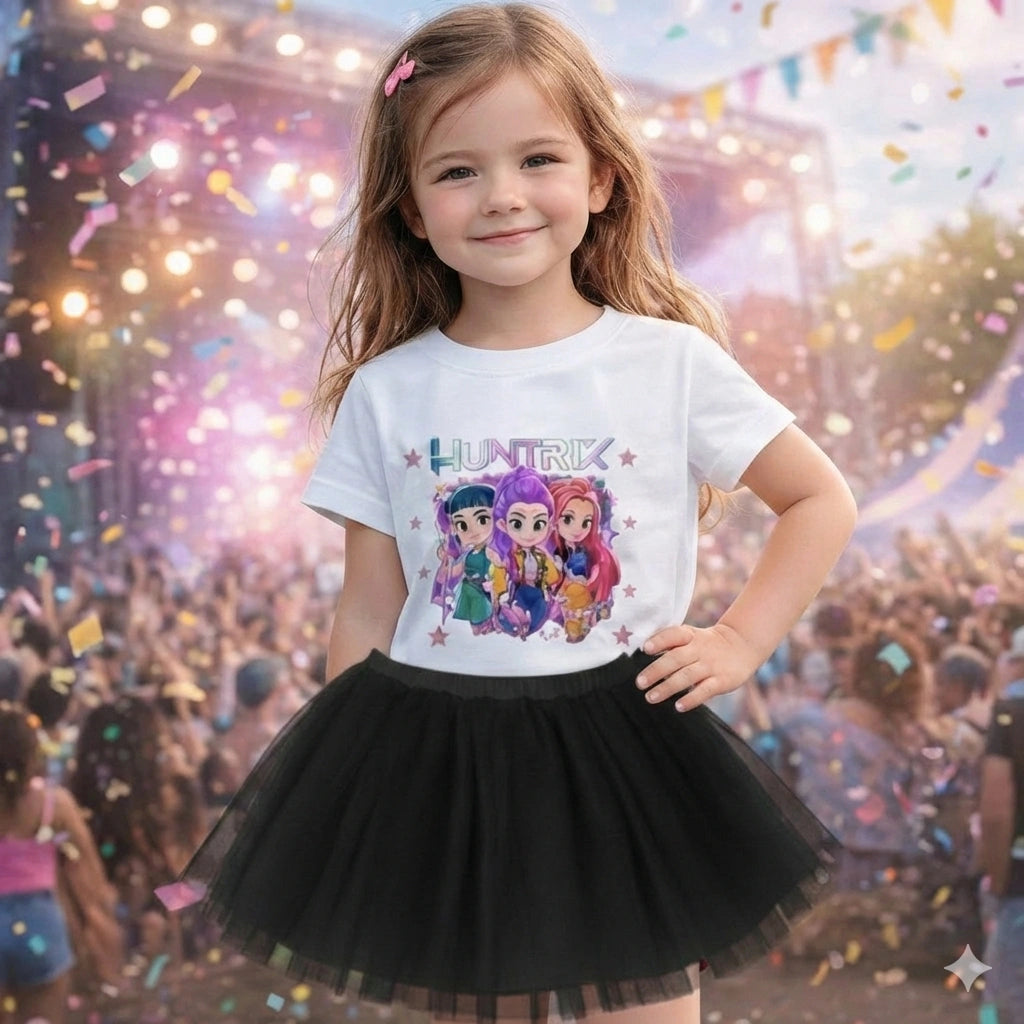 Conjunto Tutu K-Pop HUNTRIX para Niña – El Outfit Viral que Hace Brillar su Estilo