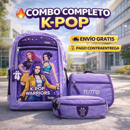 Combo maleta, cartuchera y lonchera K-Pop – Estilo, Comodidad y Resistencia para tu Día a Día