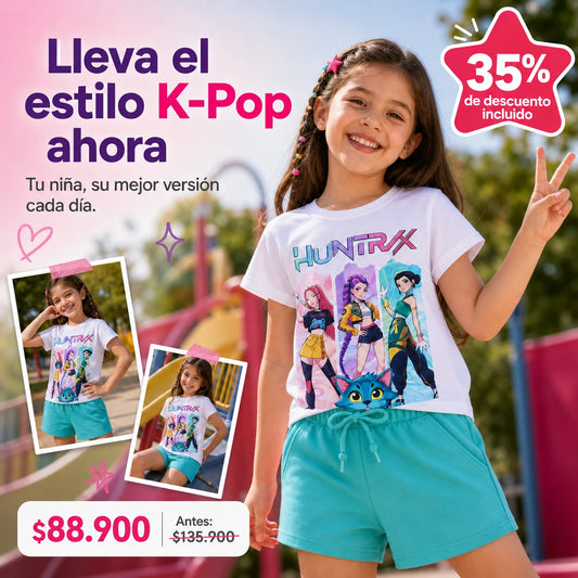 Conjunto Huntrix Kpop Idol — Camiseta + Short