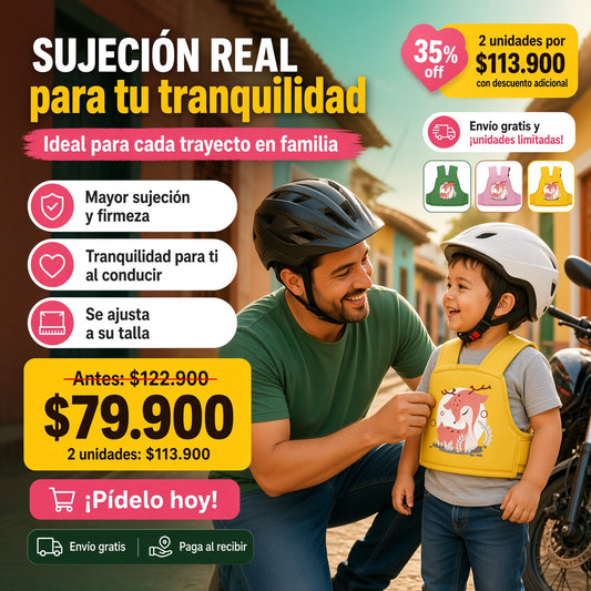 Chaleco de Seguridad para Niños en Moto — Mayor Sujeción, Más Tranquilidad