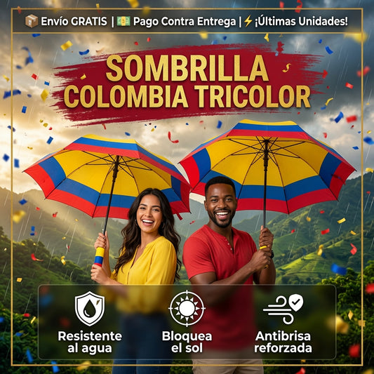 Sombrilla Colombia Tricolor — Llueva o haga sol, los colores de Colombia siempre contigo