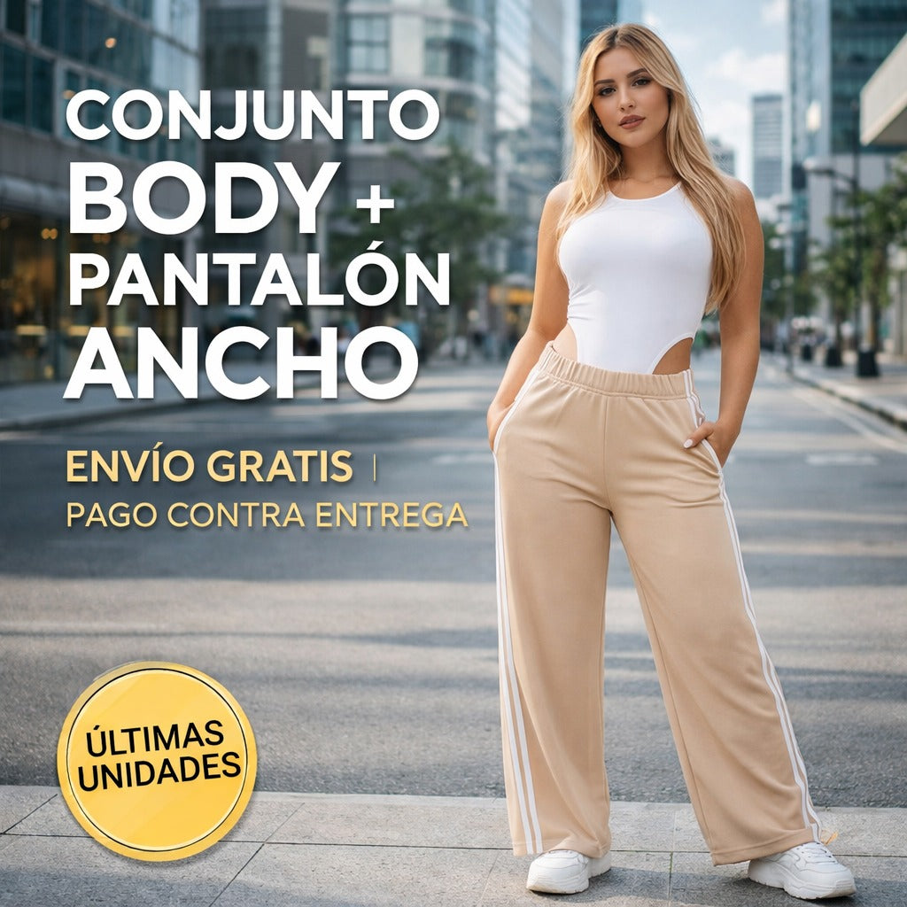 Conjunto Body + Pantalón Ancho que Eleva tu Look sin Esfuerzo