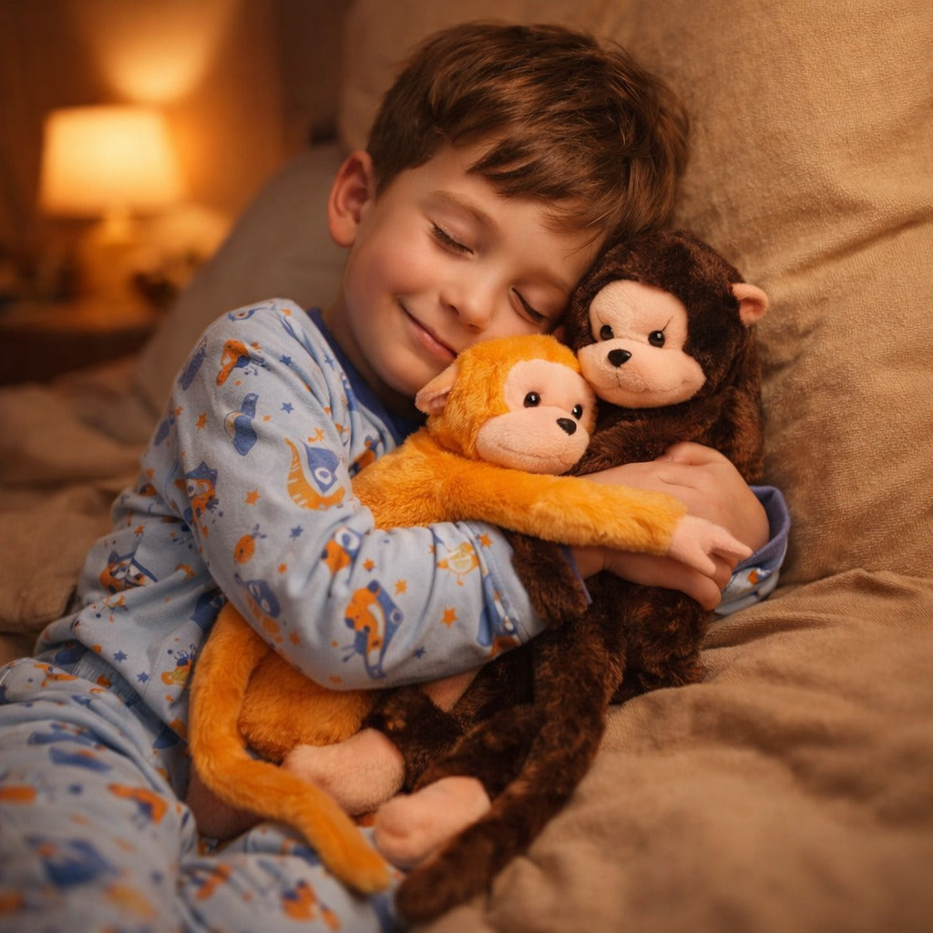 Monito Abrazo Mágico™ – El peluche que acompaña, calma y reconforta a tu hijo