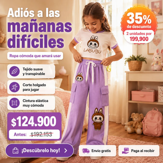 Conjunto Comfy Kids  — Crop Top + Pantalón Cargo