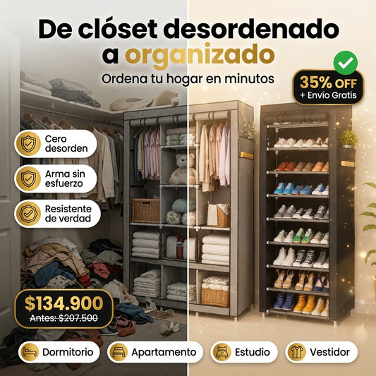 Combo Armario + Zapatero Organizador 10 Niveles — Orden Total en un Solo Mueble