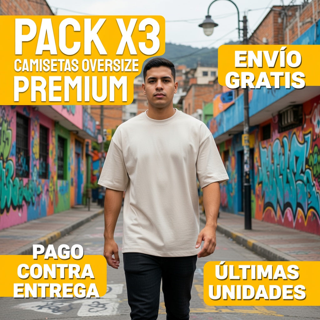 Pack x3 Camisetas Oversize para Hombre — Más estilo y más comodidad