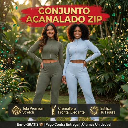 Conjunto Acanalado Zip Premium — El outfit completo que estiliza tu figura y va a cualquier plan