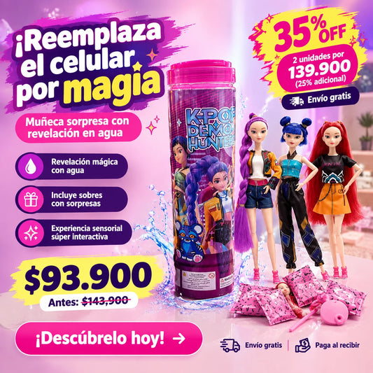 Muñeca Sorpresa Guerreras Kpop con Accesorios — Revela su Color con Agua
