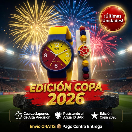 Set Tricolor Colombia — Reloj + Pulsera Artesanal en Estuche de Regalo