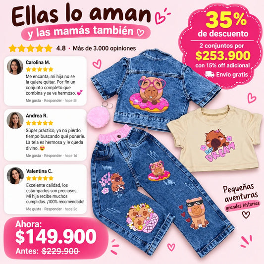 Conjunto Capibara — Chaqueta, Jean y Camiseta en Un Solo Outfit