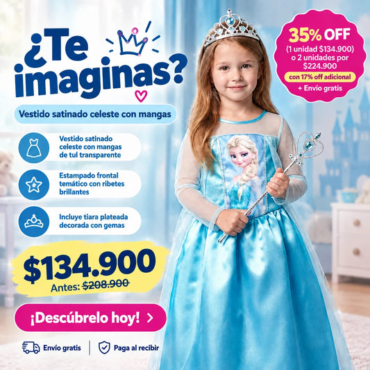 Disfraz Princesa del Reino Helado — Vestido + Corona