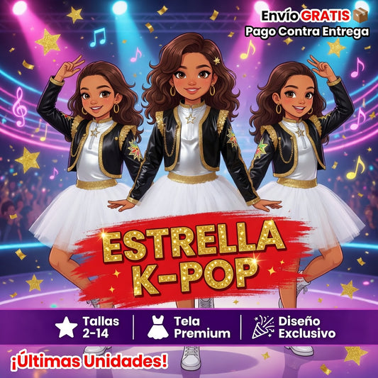 Conjunto Vestido Tutú + Chaqueta Kpop — ¡Hazla Brillar Como una Estrella Real!