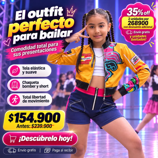 Disfraz Rumi K-Pop Demon Hunters — Chaqueta Bomber + Short Para Niña