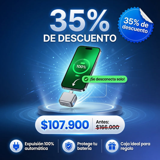 Adaptador Portátil Compacto — Se Conecta Directo y Se Desconecta Solo