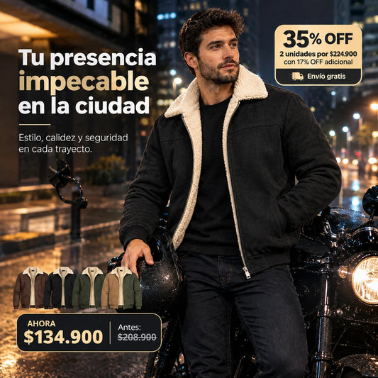 Chaqueta Aviador en Gamuza con Cuello Ovejero — Estilo y Abrigo en un Solo Look