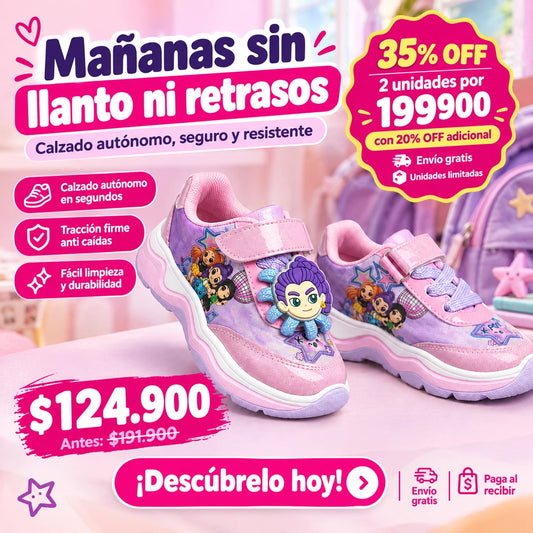 Tenis para Niña: se los pone solita y brilla todo el día ⭐ Kpop, Kuru y Gatita
