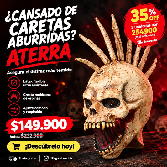 Máscara de Calavera con Cresta de Huesos — la pieza más impactante de tu disfraz de Halloween