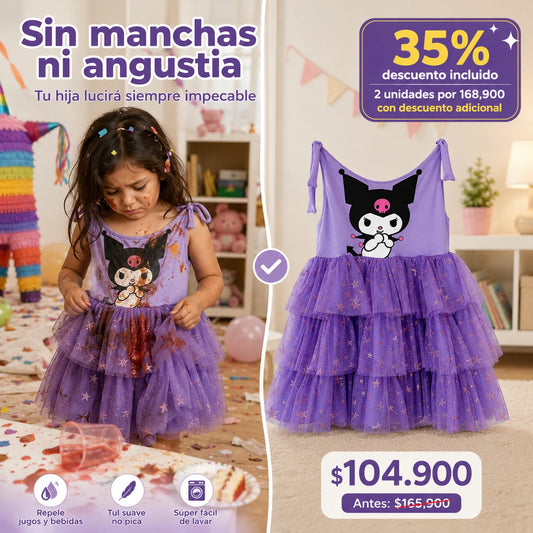 Conjunto Vestido Gótico Kawaii con Falda de Tul Escalonada y Estrellas