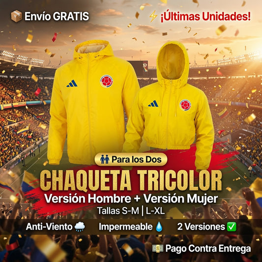 Chaqueta Rompevientos Tricolor — Protección, Estilo y Orgullo Colombiano en Una Sola Prenda