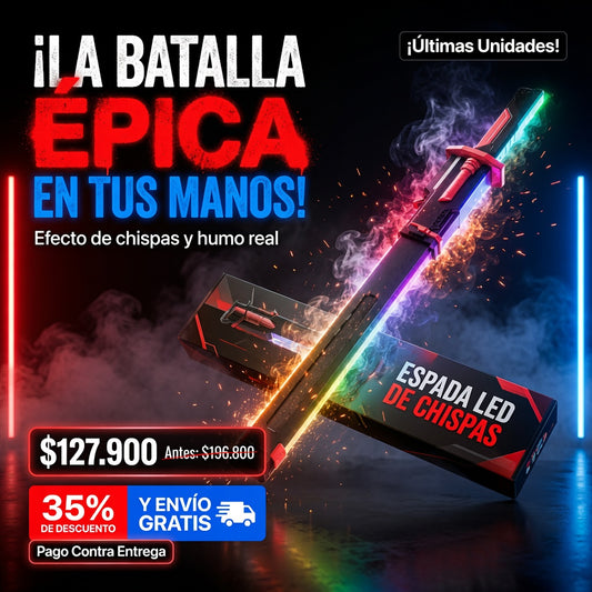 Espada LED de Chispas: Chispas, Humo y 7 Colores en Tus Manos