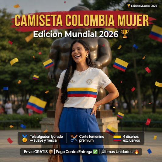 Camiseta Colombia Mujer — Edición Mundial 2026 | 4 Diseños Exclusivos