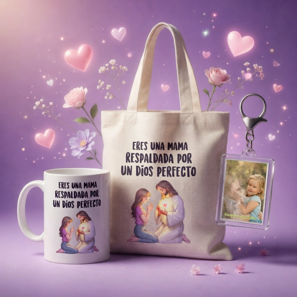 Combo Bolso + Taza + Llavero Personalizado Día de la Madre | 11 Diseños