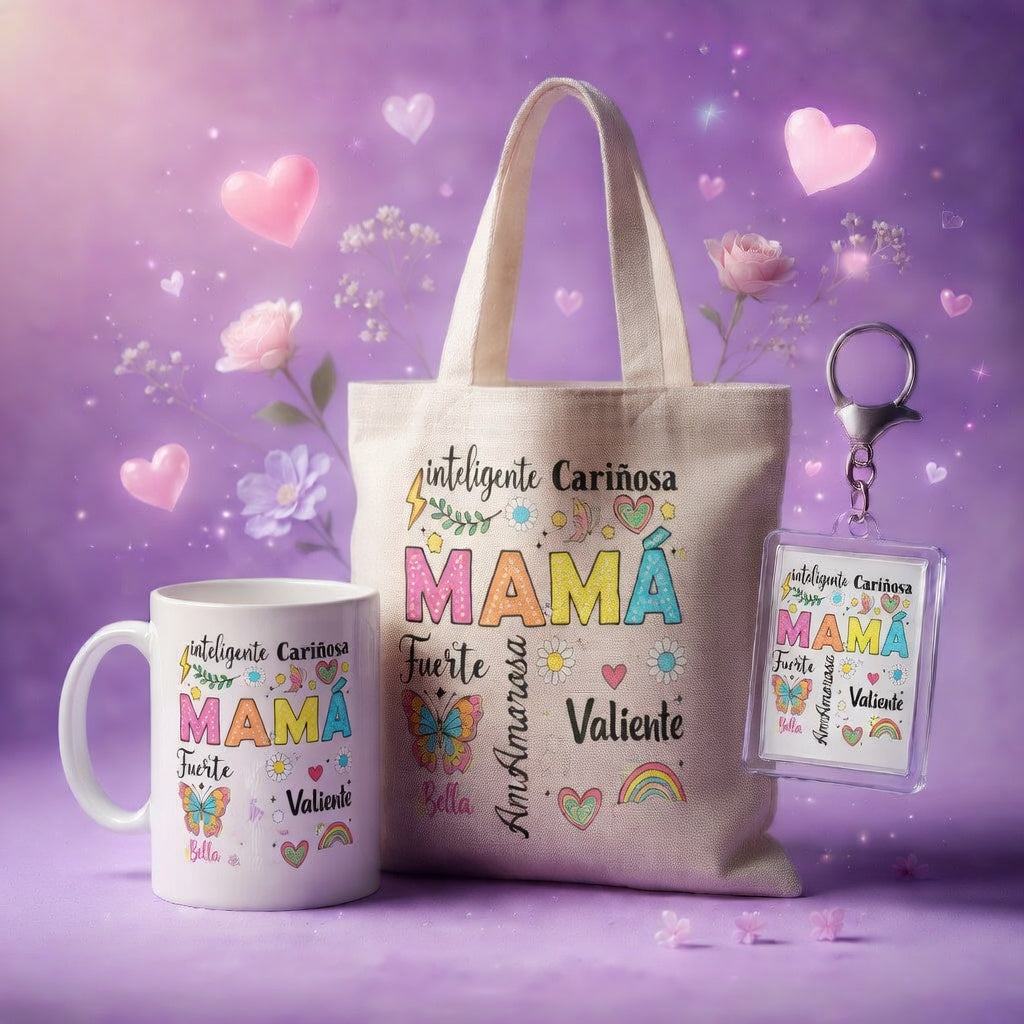 Combo Bolso + Taza + Llavero Personalizado Día de la Madre | 11 Diseños