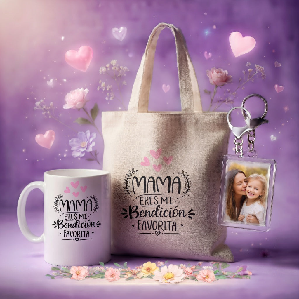 Combo Bolso + Taza + Llavero Personalizado Día de la Madre | 11 Diseños