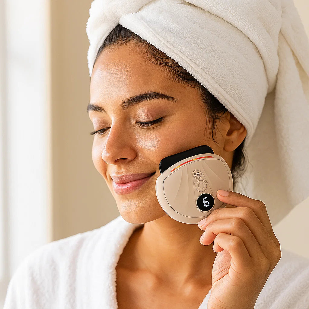 Guasha eléctrica- Masajeador Facial con Calor, Vibración y Luz Roja