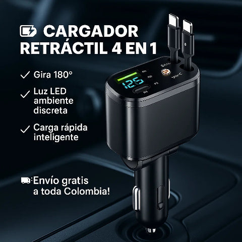 CARGADOR RETRÁCTIL 4 EN 1 CON LUZ ROJA INTEGRADA I OFERTA BLACK FRIDAY